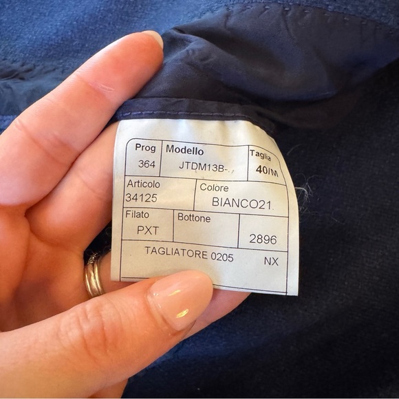 Tagliatore Wool Cotton Knit 3 Button Blazer in Navy - Picture 4 of 7